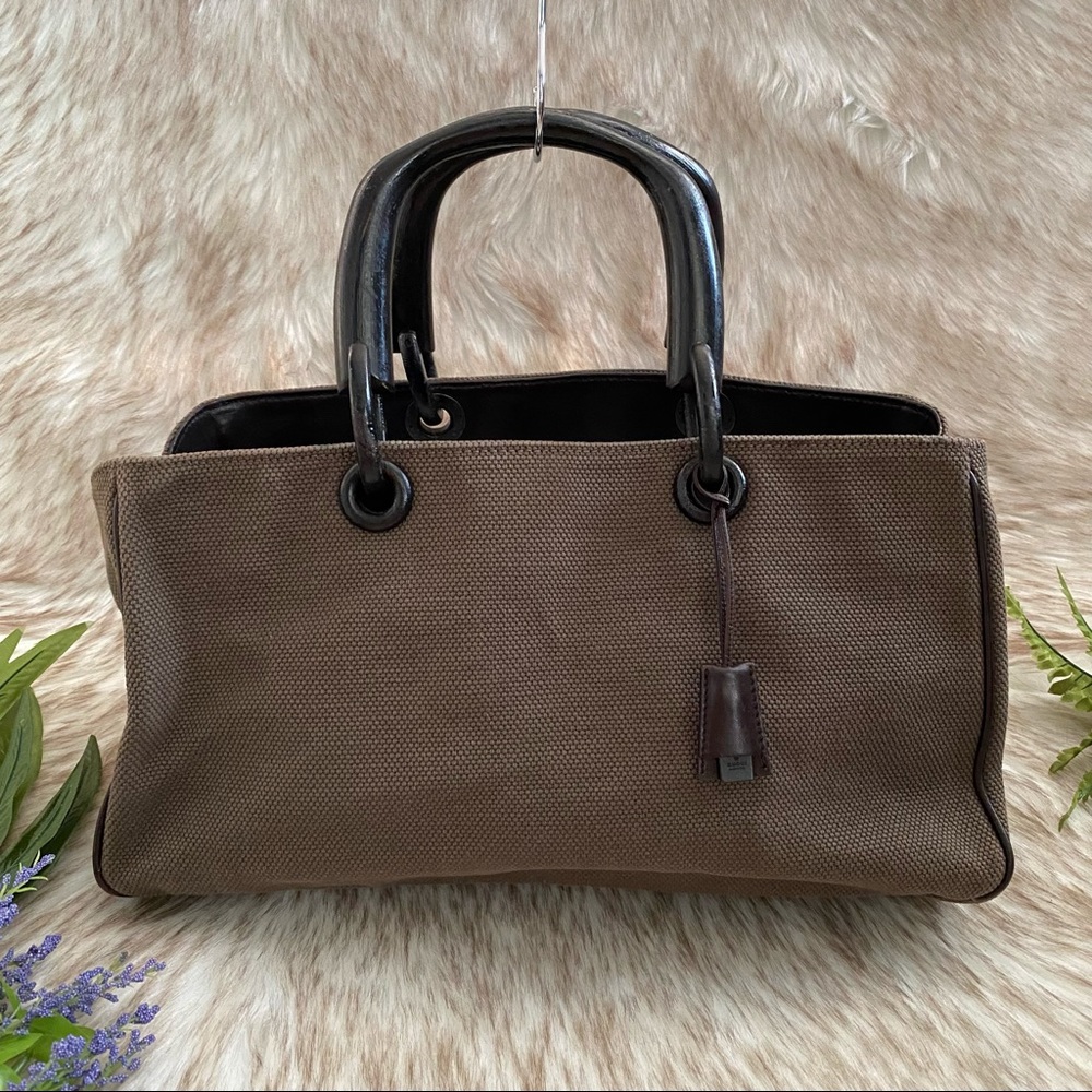 Gucci Canvas Wooden Handles Bag